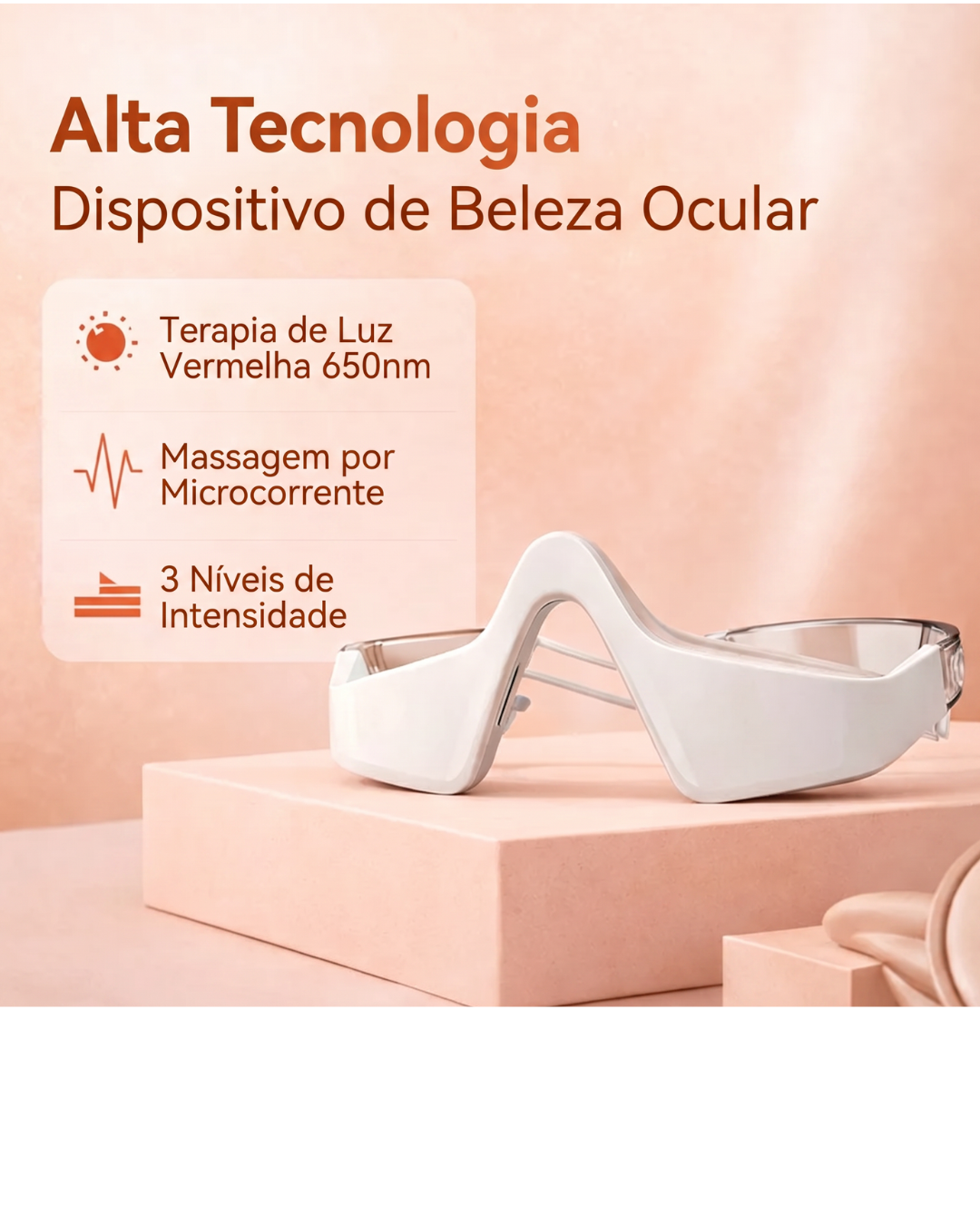 Gafas de Belleza para Ojos con Microcorriente EMS – Luz Roja 650nm, Alivio de Fatiga, Ojeras y Bolsas