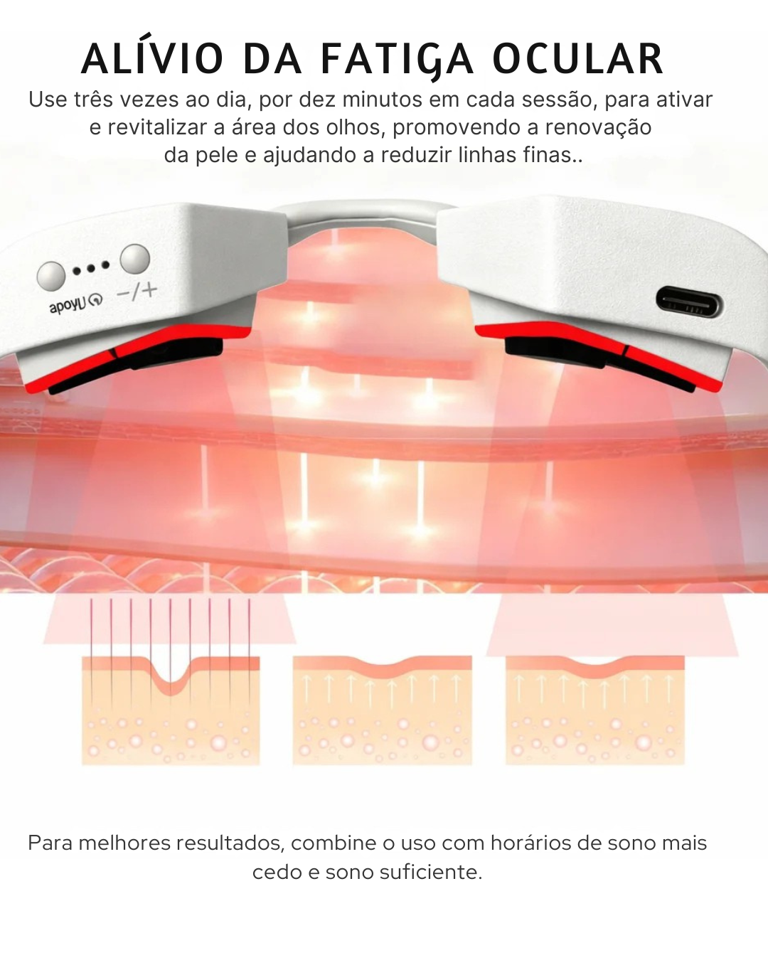 Gafas de Belleza para Ojos con Microcorriente EMS – Luz Roja 650nm, Alivio de Fatiga, Ojeras y Bolsas