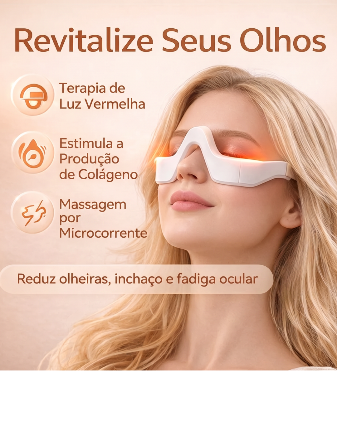 Gafas de Belleza para Ojos con Microcorriente EMS – Luz Roja 650nm, Alivio de Fatiga, Ojeras y Bolsas