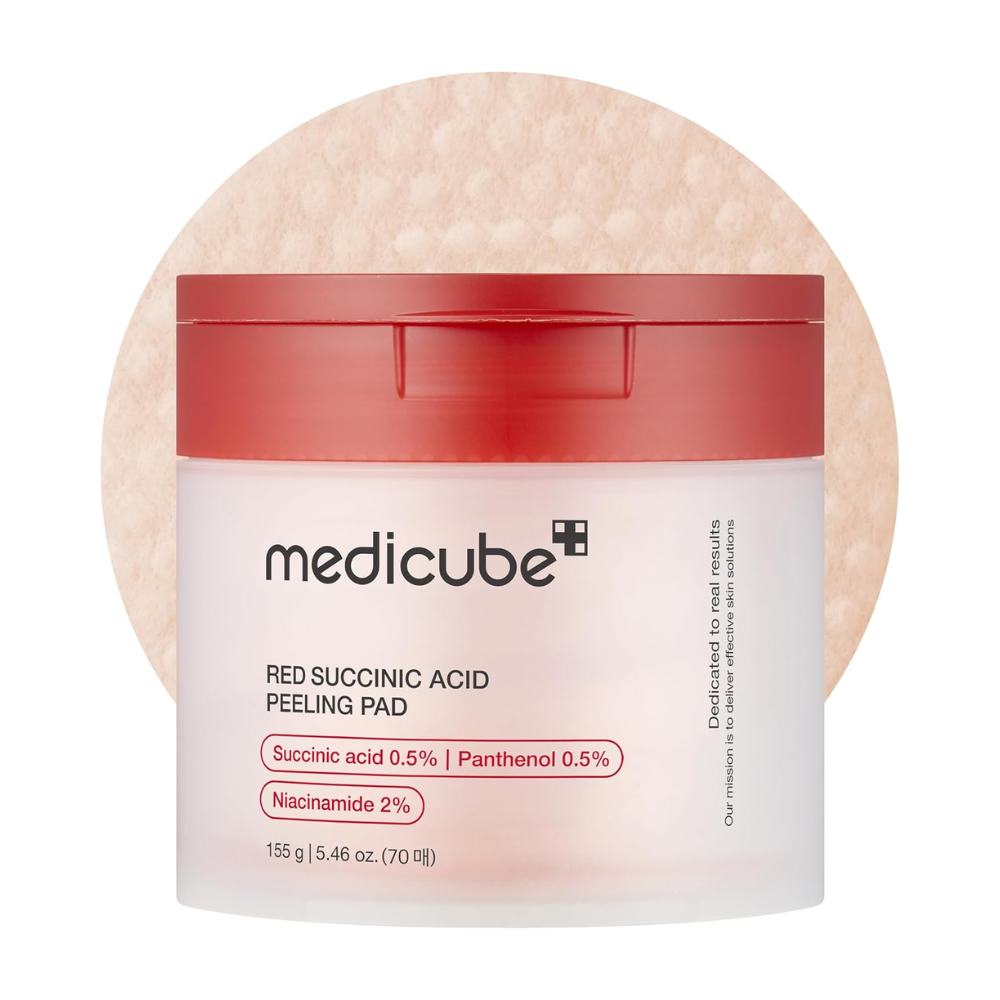Medicube Red Succinic Pad – Discos Exfoliantes para Acné con AHA, BHA y Niacinamida
