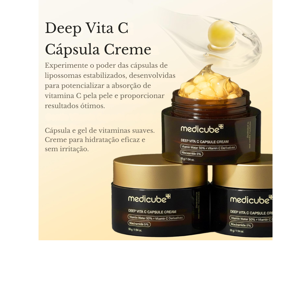 Crema Facial Medicube Deep Vita C Golden Capsule – Vitamina C Pura, Aclarante y Luminosidad