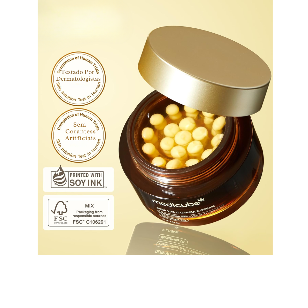 Crema Facial Medicube Deep Vita C Golden Capsule – Vitamina C Pura, Aclarante y Luminosidad