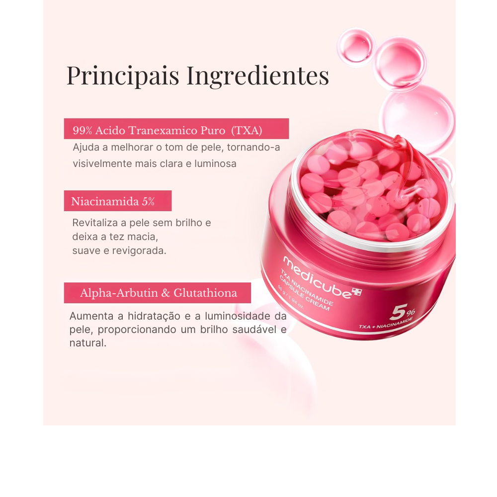 Crema Facial Cápsula Roja Medicube TXA – Aclarante y Luminosidad con Niacinamida