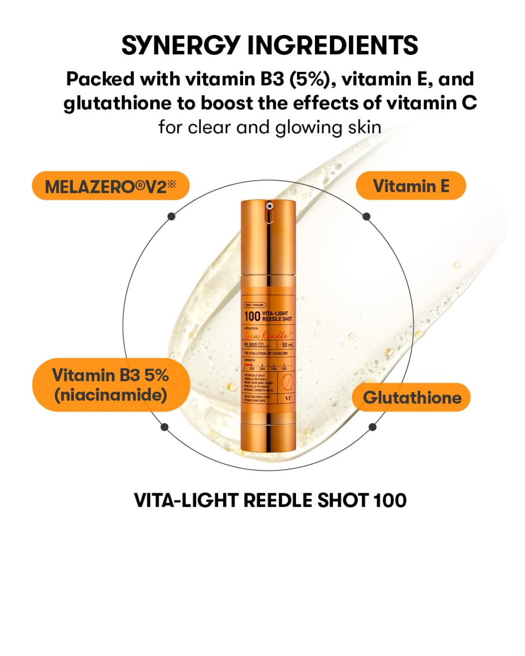 VT Cosmetics Vita-Light Reedle Shot 100 – Vitamin C Brightening Serum with Cica Reedle Technology for Radiant Glass Skin