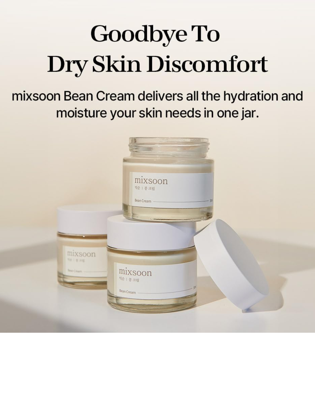 Mixsoon Bean Cream – Korean Moisturizing Face Cream with Fermented Bean Extract for Deep Hydration; Skin Barrier Support