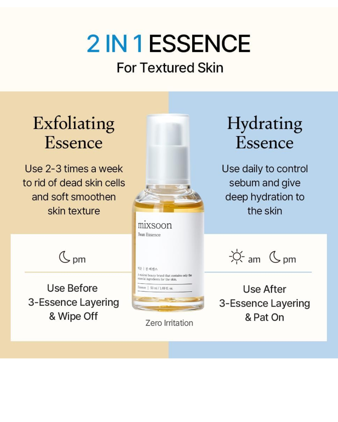 Mixsoon Bean Essence – Korean Fermented Bean Essence for Hydration, Gentle Exfoliation; Radiant Glass Skin