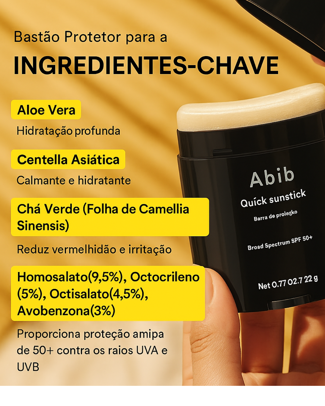 Abib Quick Sunstick Protector Solar SPF50 con Glow Natural ✨