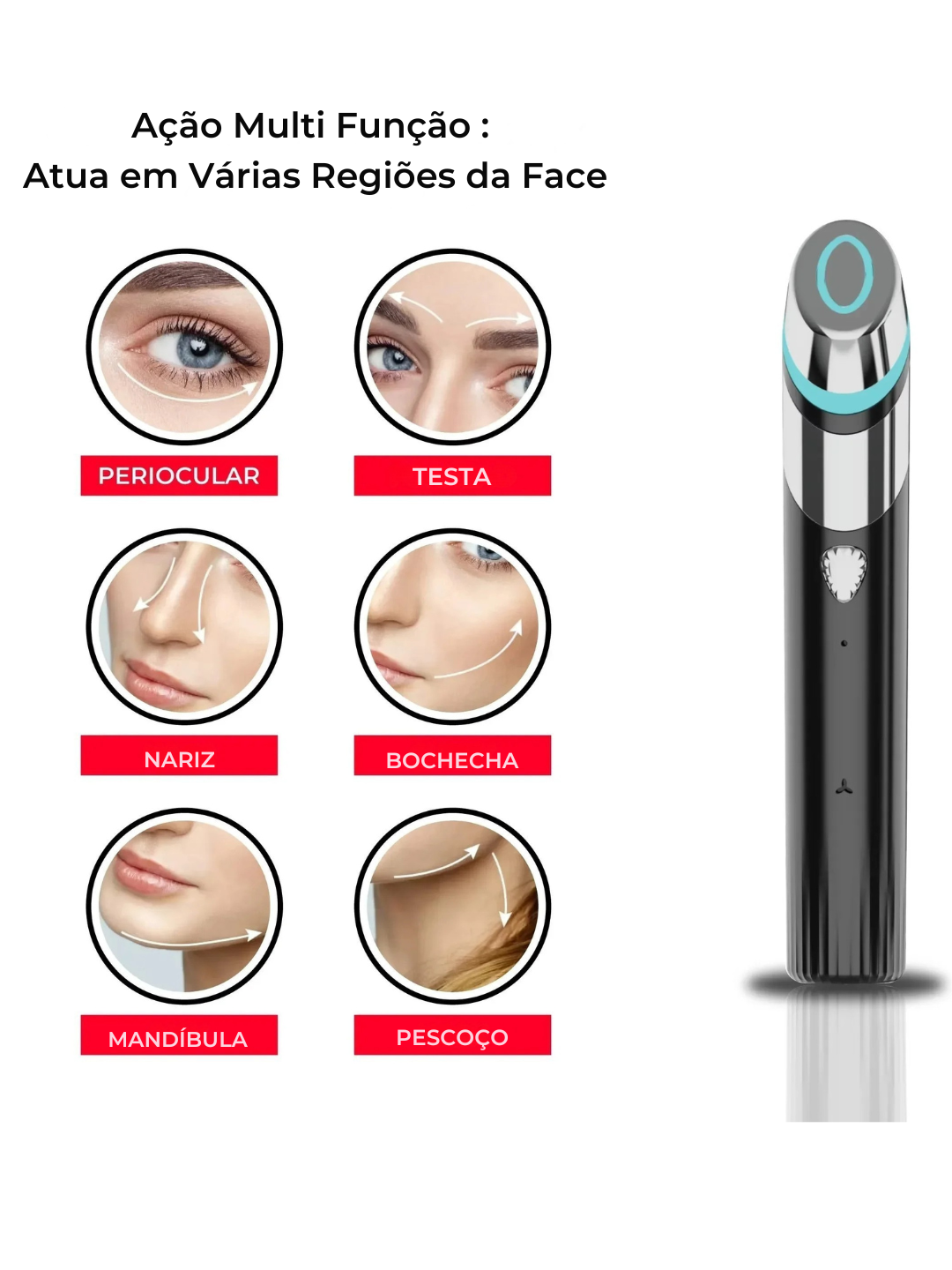Glow Skin 4 en 1 – Dispositivo Facial con Microcorriente, Luz LED, Vibración y Calor para Firmeza y Mejor Absorción de Skincare