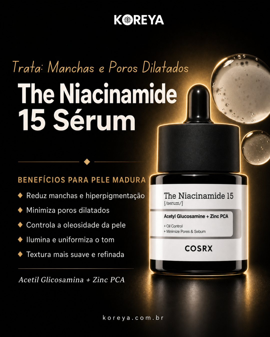 COSRX Sérum Facial Niacinamida 15% con Zinc 1% para Poros, Oleosidad y Manchas