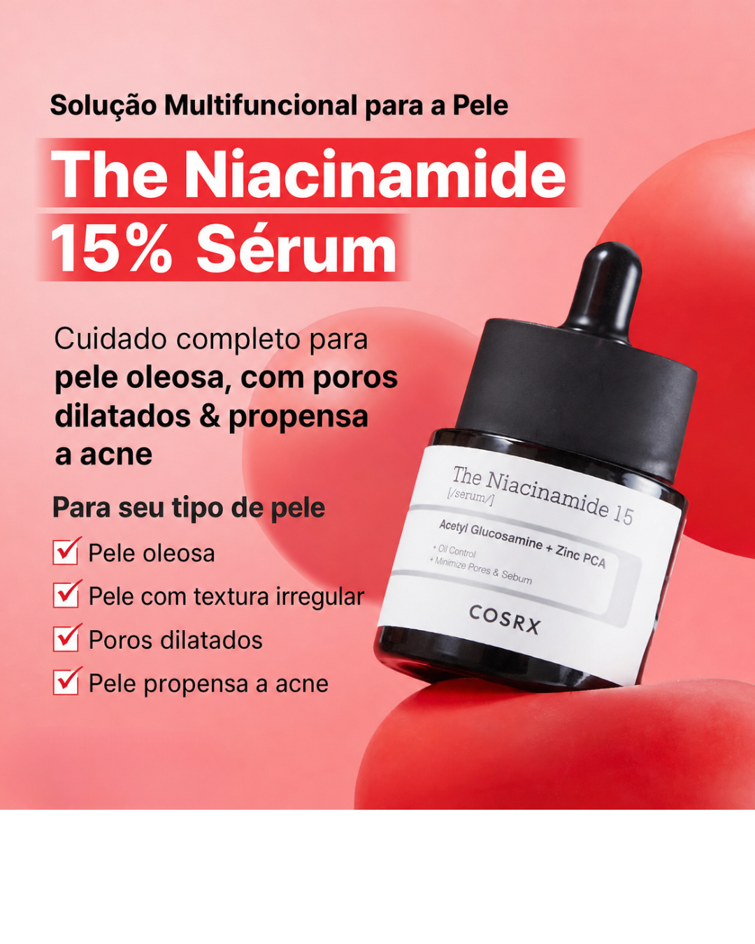 COSRX Sérum Facial Niacinamida 15% con Zinc 1% para Poros, Oleosidad y Manchas