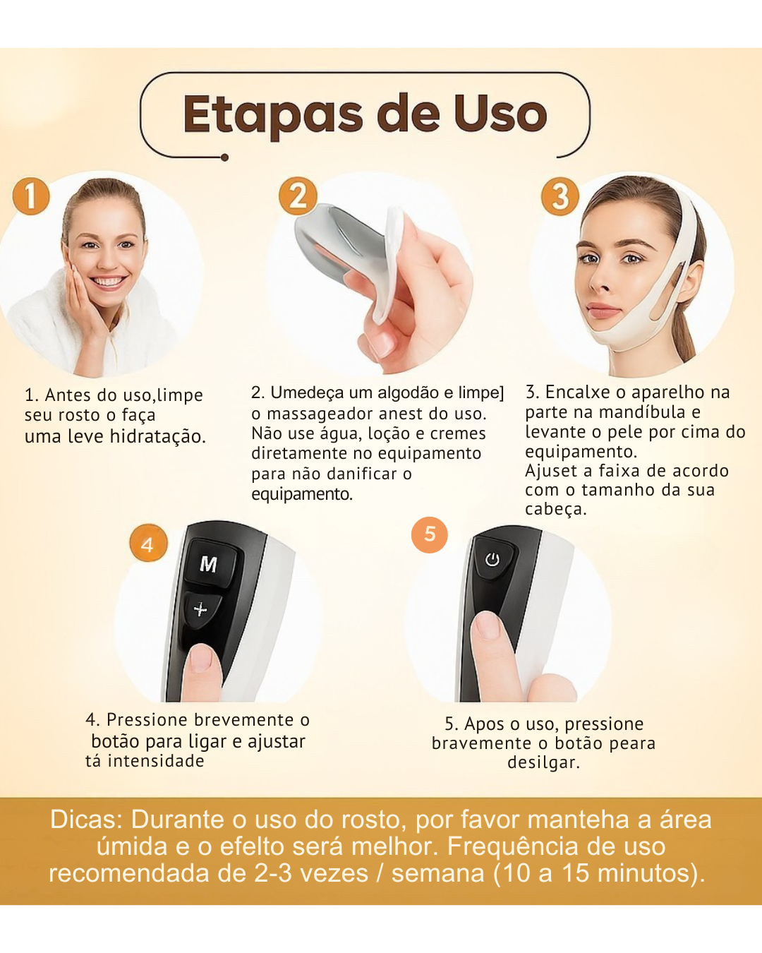 Masajeador Facial V-Face con Microcorriente EMS, LED y Vibración para Lifting y Contorno Facial ✨