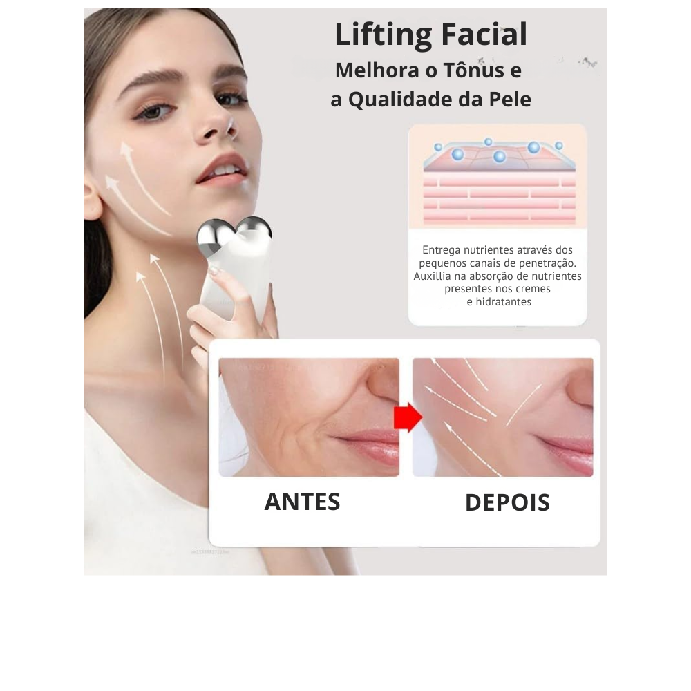 Dispositivo de Estimulación Facial NOVATTO – Microcorriente EMS, Lifting de Contorno y Estímulo de Colágeno