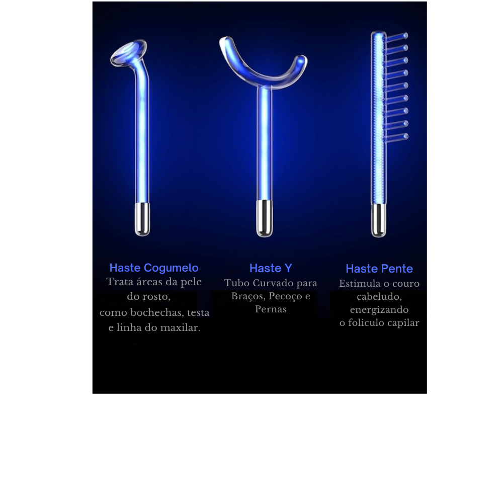 Aparato de Alta Frecuencia Profesional Darsonval – Kit Facial y Capilar