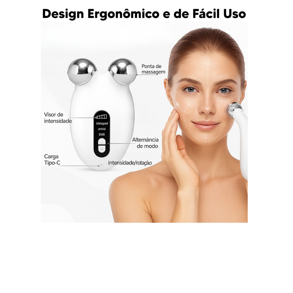 Dispositivo de Estimulación Facial NOVATTO – Microcorriente EMS, Lifting de Contorno y Estímulo de Colágeno