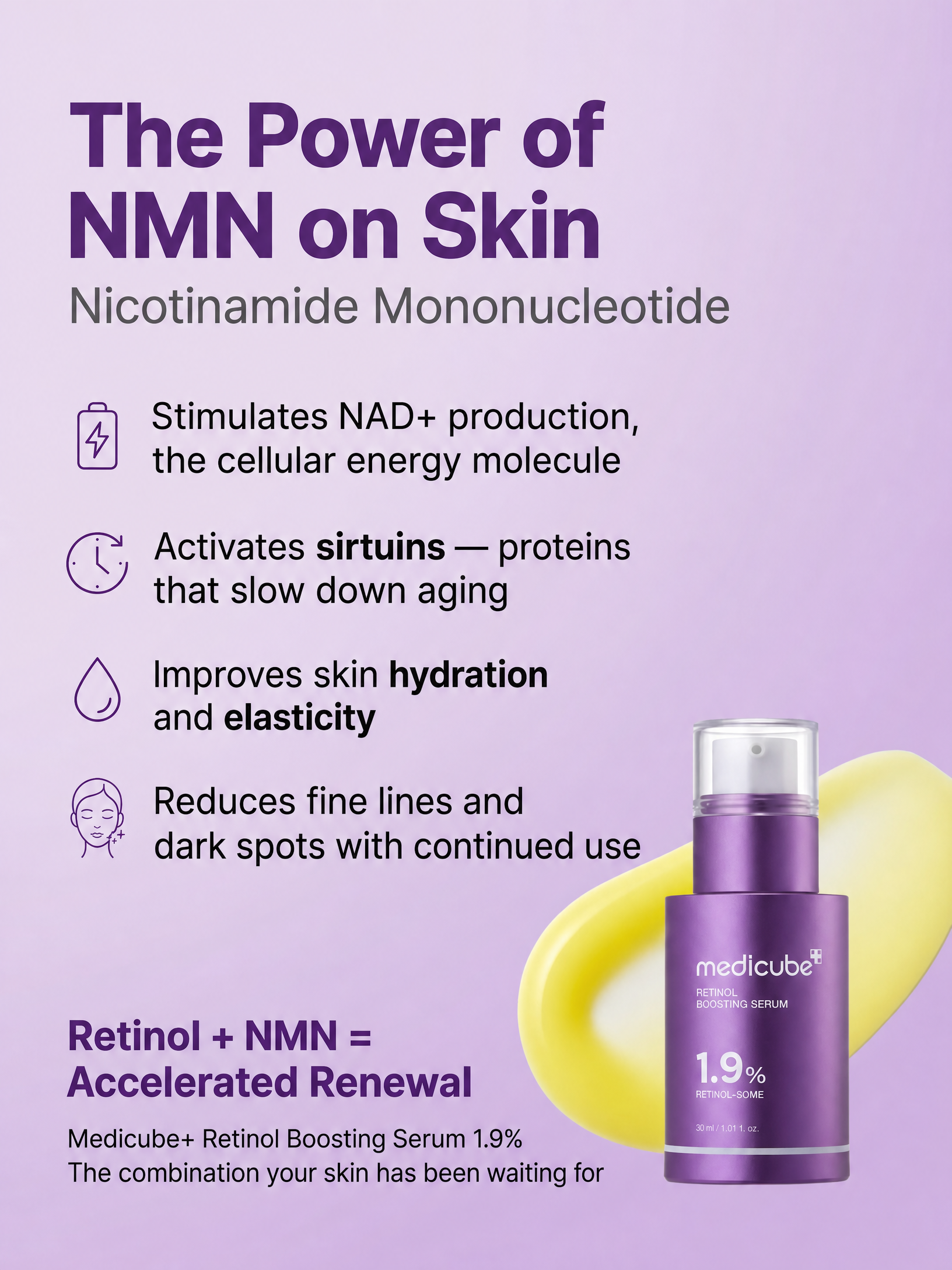 Medicube Retinol NMN Boosting Serum 30ml – Anti-Aging Retinol Serum for Firming, Skin Texture and Radianc