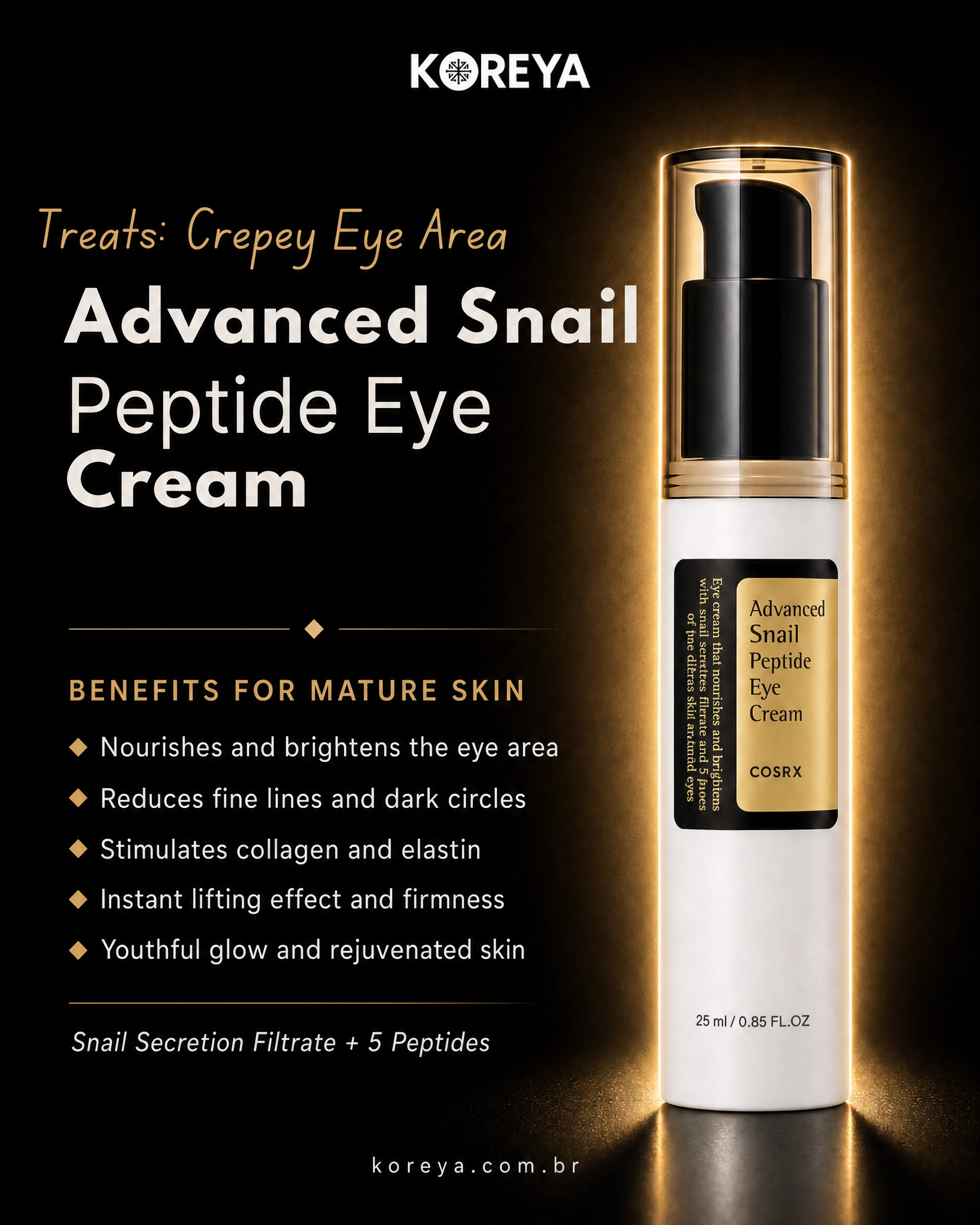 COSRX Advanced Snail Peptide Eye Cream – 5 Peptides ; Niacinamide for Hydration, Brightening and Anti-Aging